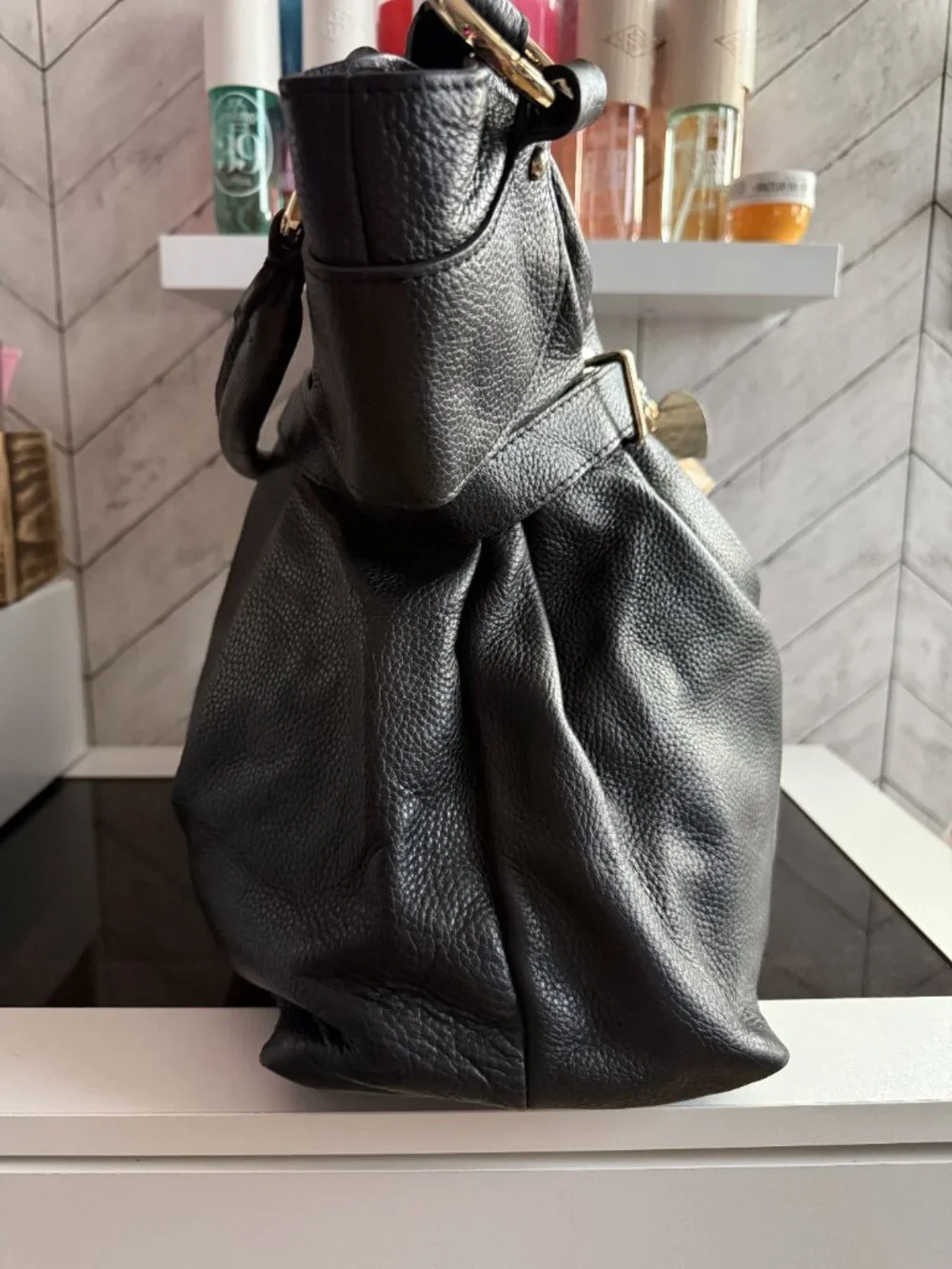 Prada Soft Calf Pleated Hobo Bag